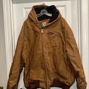 Carhartt Jacket Mens 4XL Brown Active Hooded Coat Barn Workwear Cowboy Outdoor